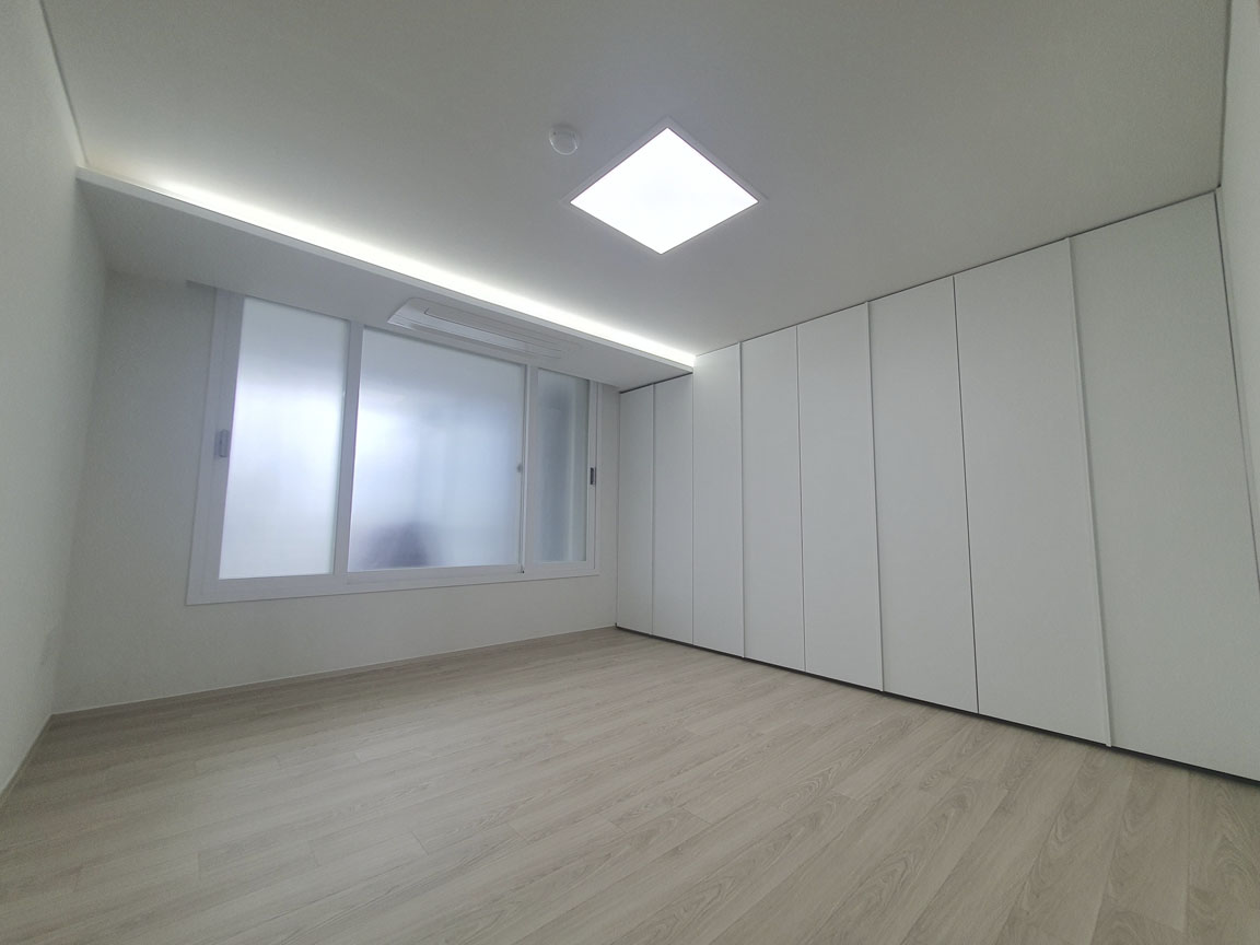 간접조명박스를 활용한 에어컨 매립 디자인